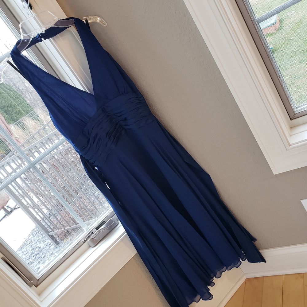 Maggy London navy silk halter dress sz 4